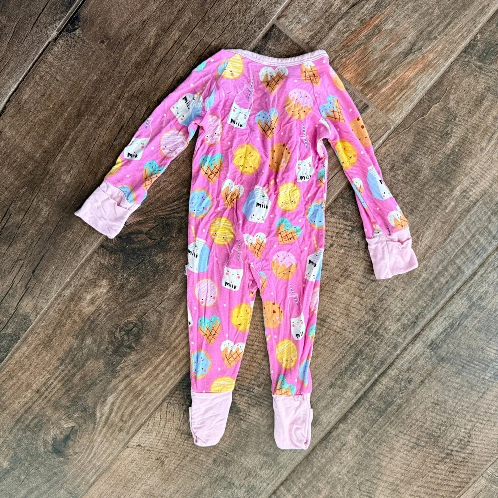 Little Sleepies Baby Cookies & Milk Zippy Footless / Footed Sleeper, Pink,0-3 mo
